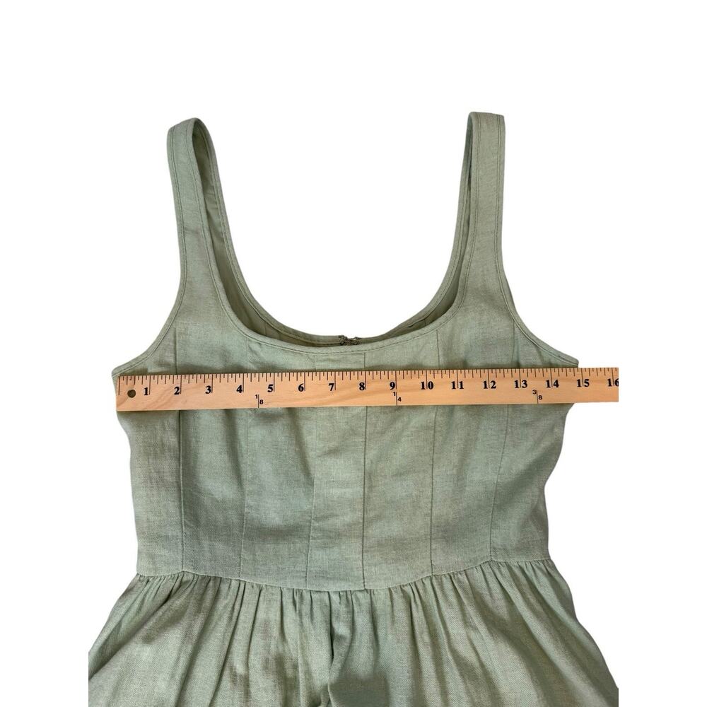Christian Lacroix Dress Womens 4 Sage Green Linen Feminine Romantic Cottagecore - Picture 7 of 12